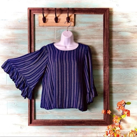 Anthropologie Drew Whitney Striped
Bell Sleeve Top - Picture 1 of 7